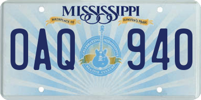 MS license plate OAQ940