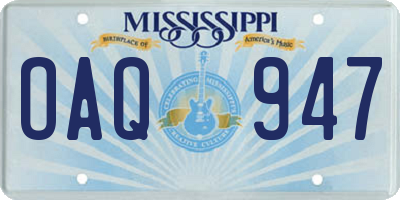 MS license plate OAQ947