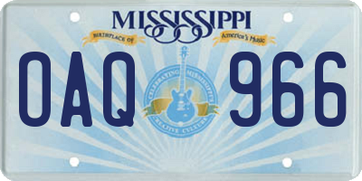 MS license plate OAQ966