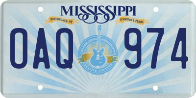 MS license plate OAQ974