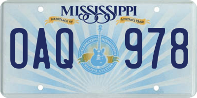MS license plate OAQ978
