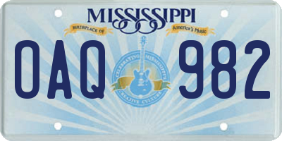 MS license plate OAQ982