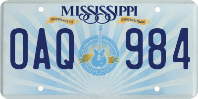 MS license plate OAQ984