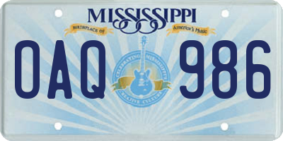 MS license plate OAQ986