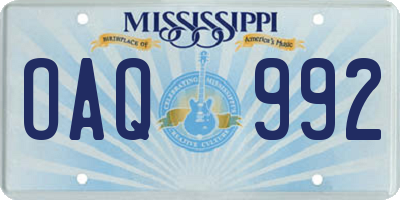 MS license plate OAQ992