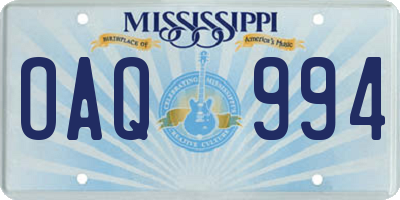 MS license plate OAQ994