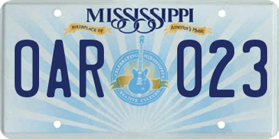 MS license plate OAR023