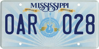 MS license plate OAR028