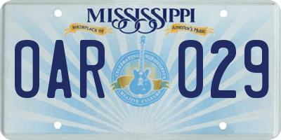 MS license plate OAR029