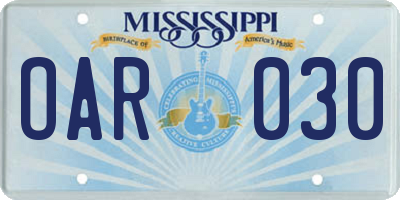 MS license plate OAR030