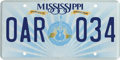 MS license plate OAR034