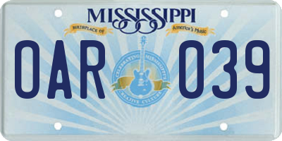 MS license plate OAR039