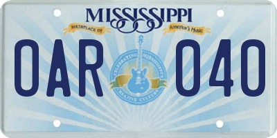 MS license plate OAR040