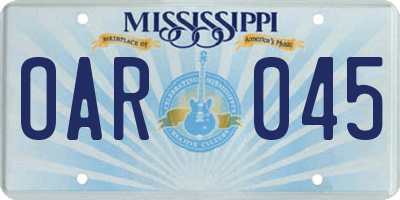 MS license plate OAR045