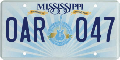 MS license plate OAR047