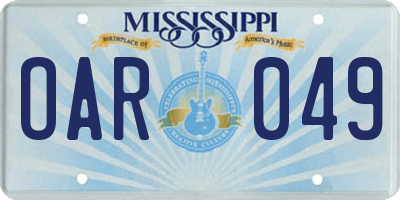 MS license plate OAR049