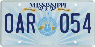 MS license plate OAR054