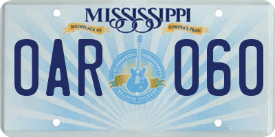 MS license plate OAR060