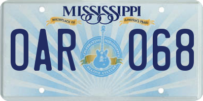 MS license plate OAR068