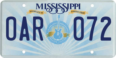 MS license plate OAR072