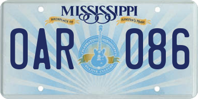 MS license plate OAR086