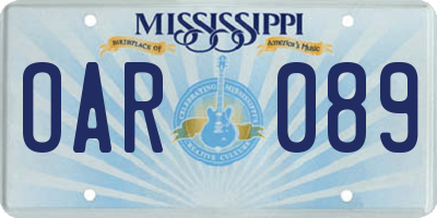 MS license plate OAR089