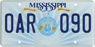 MS license plate OAR090