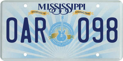 MS license plate OAR098