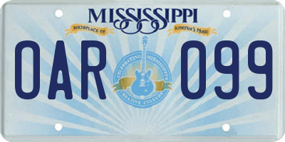 MS license plate OAR099