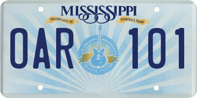 MS license plate OAR101