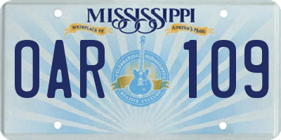 MS license plate OAR109