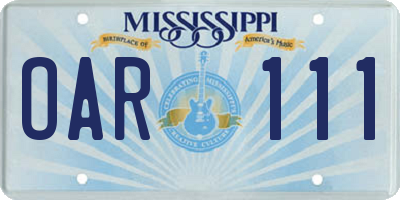 MS license plate OAR111