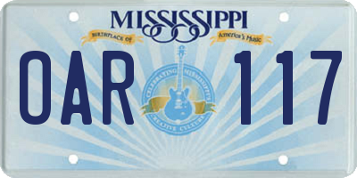 MS license plate OAR117