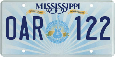 MS license plate OAR122