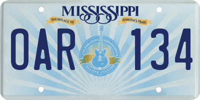 MS license plate OAR134