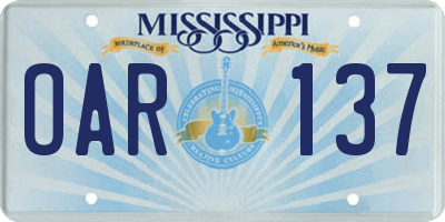 MS license plate OAR137