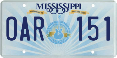 MS license plate OAR151