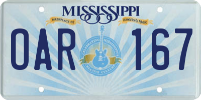 MS license plate OAR167