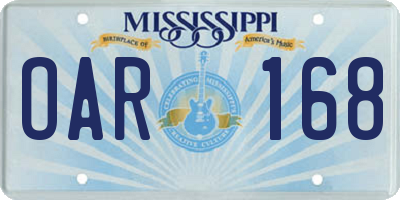 MS license plate OAR168