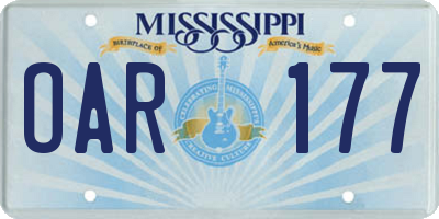 MS license plate OAR177