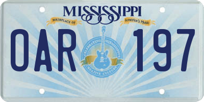 MS license plate OAR197