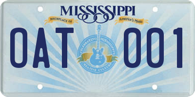 MS license plate OAT001