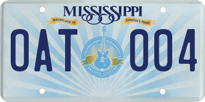 MS license plate OAT004