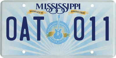 MS license plate OAT011