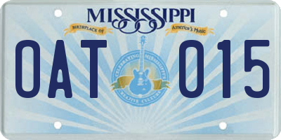 MS license plate OAT015