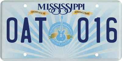 MS license plate OAT016