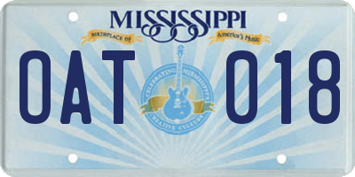 MS license plate OAT018