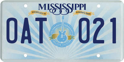 MS license plate OAT021