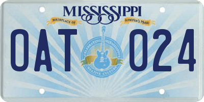 MS license plate OAT024
