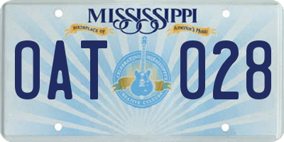 MS license plate OAT028